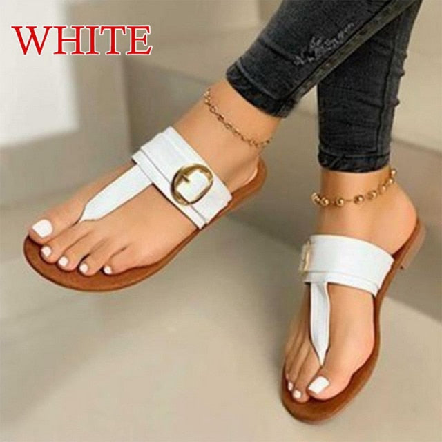 Women Sandals 2021 Summer Outdoor Beach Flip-flop Sandals Solid Fashion Gladiator Sandals Women Flats Casual Ladies Shoes.