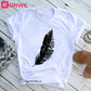 Women’s Casual Feather Print T-Shirt