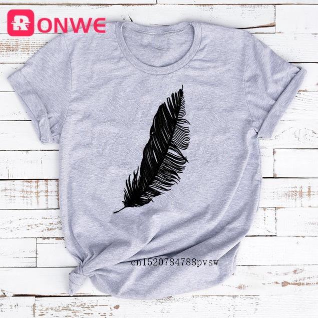 Women’s Casual Feather Print T-Shirt