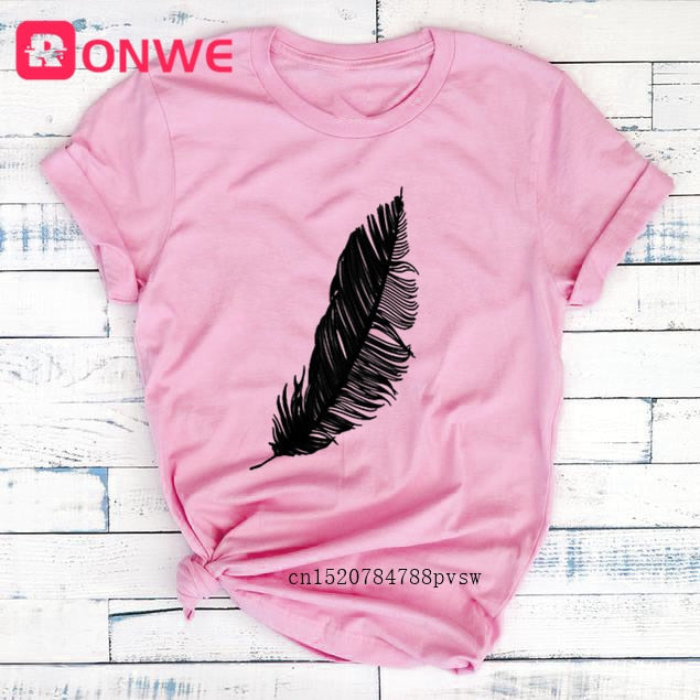 Women’s Casual Feather Print T-Shirt