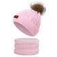 Warm Beanies Hat For Girl Ring Scarf Pompoms Winter Hats Knitted Caps Scarf 2 sets Pieces Fashion Hat Scarf For child kids