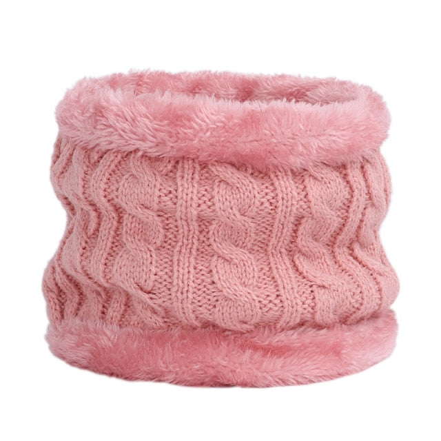 Warm Beanies Hat For Girl Ring Scarf Pompoms Winter Hats Knitted Caps Scarf 2 sets Pieces Fashion Hat Scarf For child kids