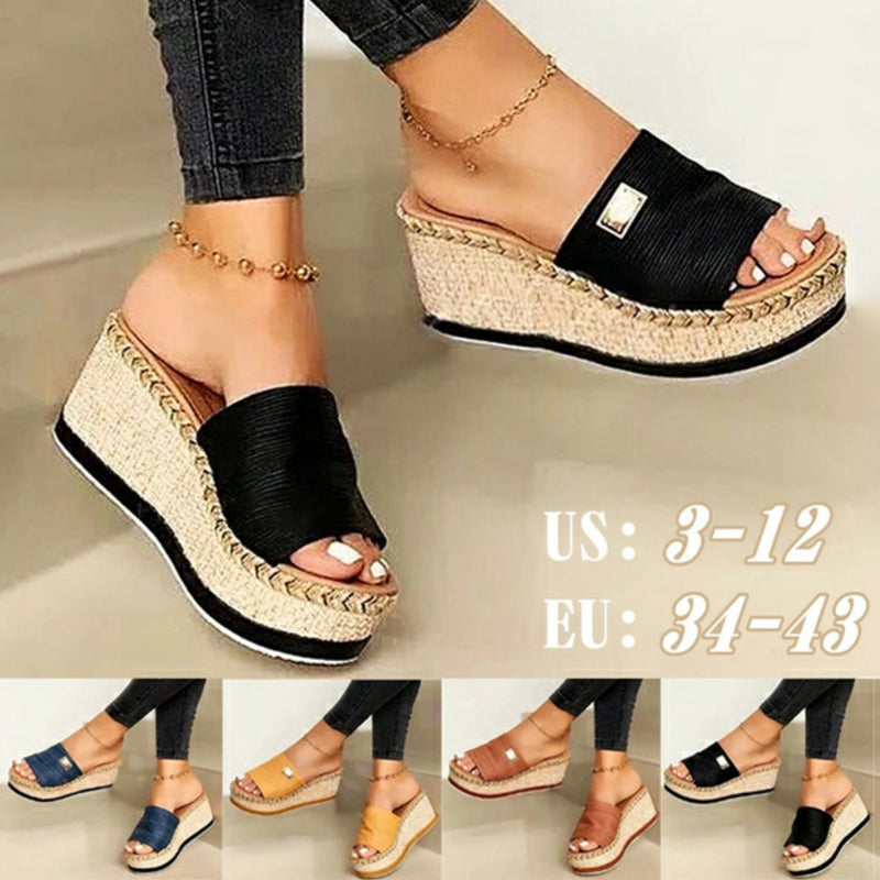 Womens High Heeled Wedge Sandals