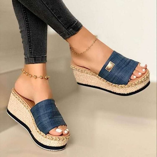 Womens High Heeled Wedge Sandals