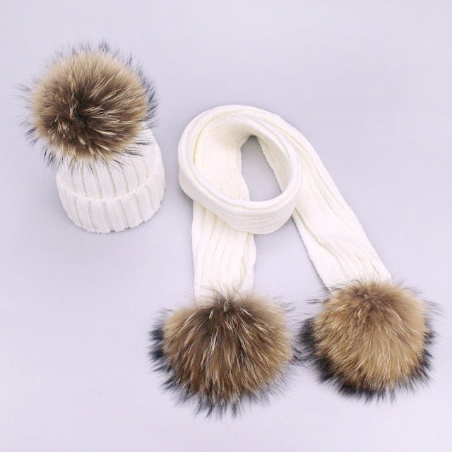 Women’s and girls Pompon Hats and Scarves Sets